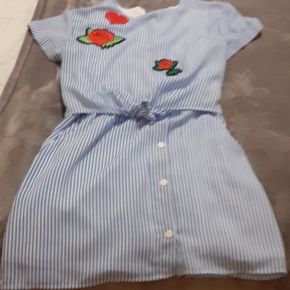 Blue and white striped dress